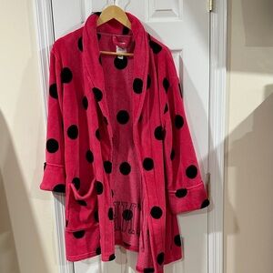 Victoria's Secret Pink and Black Polka Dot Robe